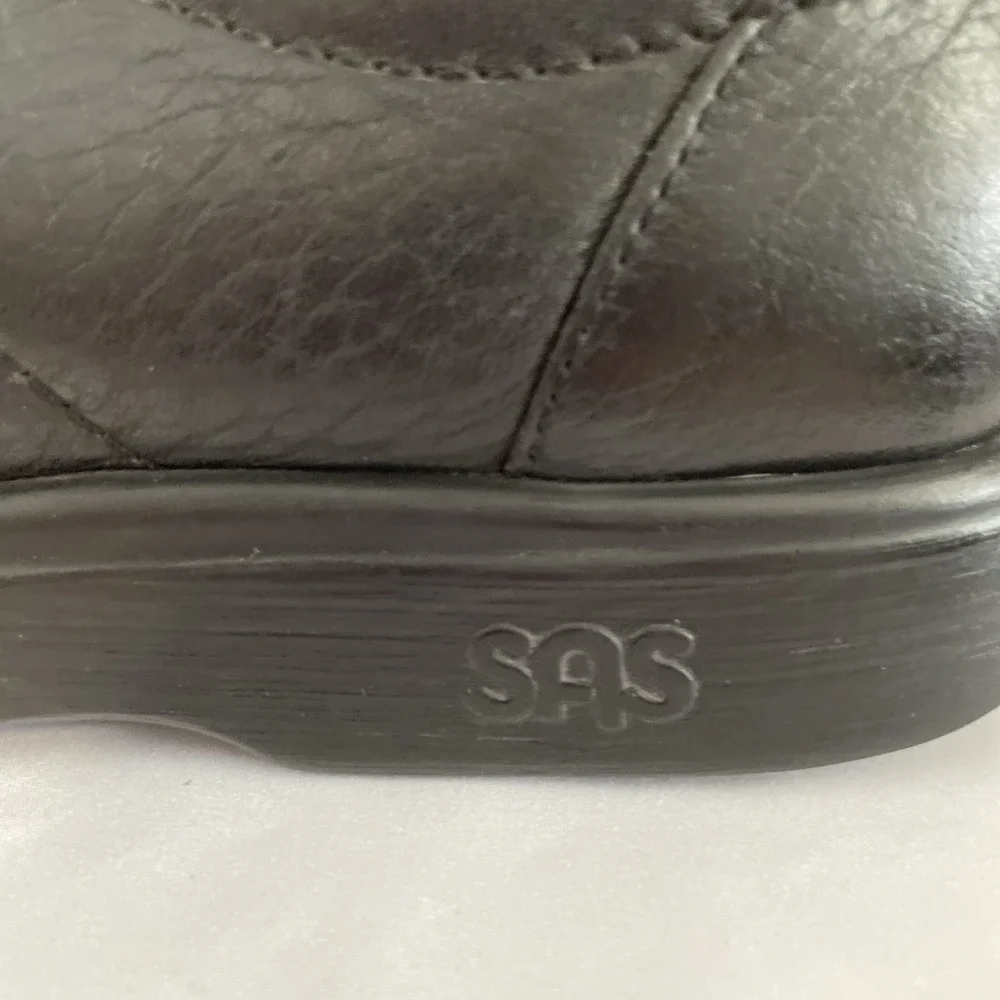 Men's SAS Bout Time Tripad Moc Toe Lace Up Black Walking Shoes Leather 10.5 M
